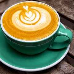 Latte on a cafe table